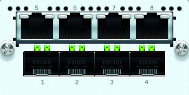 4 Port GbE SFP plus 4 Port GbE Kupfer - 2 Bypass groups FleXi Port Modul  (für XG 750 und XG 550/650 rev.2 only)